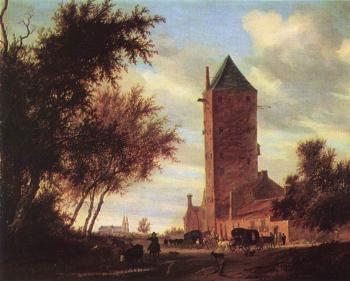 Salomon Van Ruysdael : Tower at the Road